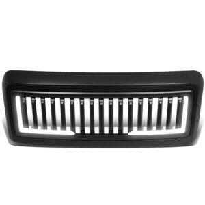 Black Matte Badgeless Vertical Slat Style Front Grille w/LED For 08-10 F-250 SD