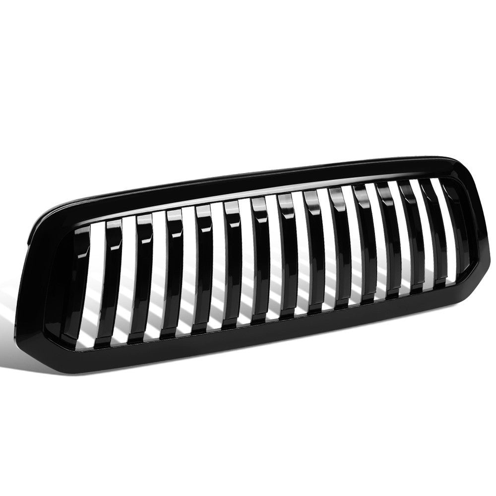 Black Glossy Badgeless Vertical Slat Style Front Grille For 13-18 Ram 1500