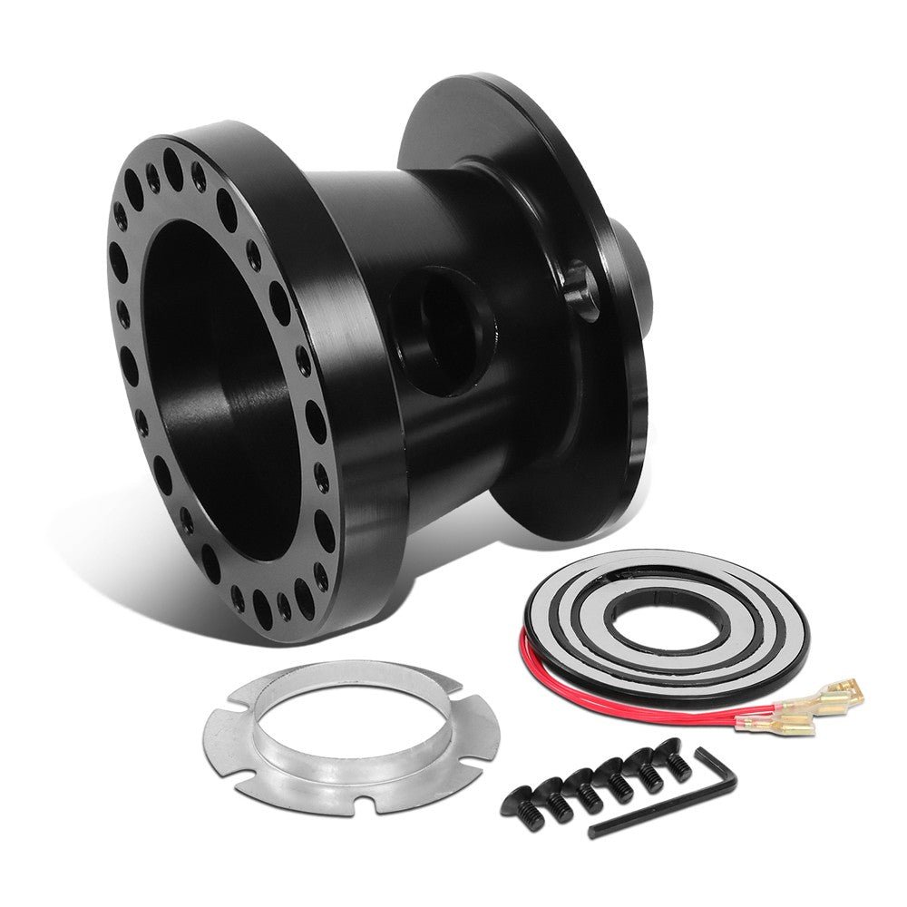 Black 70/74mm 6-Bolt Aluminum Race Steering Wheel Hub Adapter For 84-04 Mustang