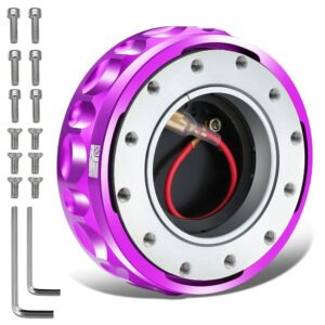 J2 Purple 6-Hole Low Profile Twist Lock Steering Wheel Quick Release Adapter [22mm Height, 3.74″ Diameter]