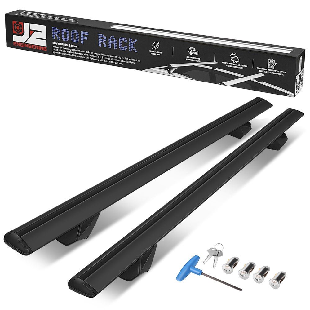 J2 32″-49″ Aluminum Black Top Roof Rack Cross Bar w/Lock For Raise Rail