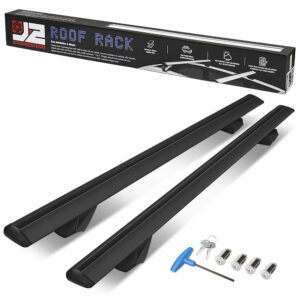 J2 38″-55″ Aluminum Black Top Roof Rack Cross Bar w/Lock For Raise Rail