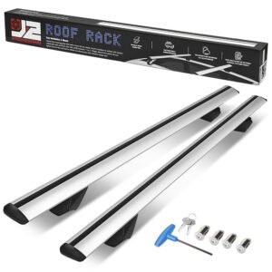J2 38″-55″ Aluminum Silver Top Roof Rack Cross Bar w/Lock For Raise Rail