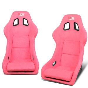 J2 Engineering J2-RS-004-PK (Large) Fixed Position Bucket Racing Seat w/Slider (Pink)