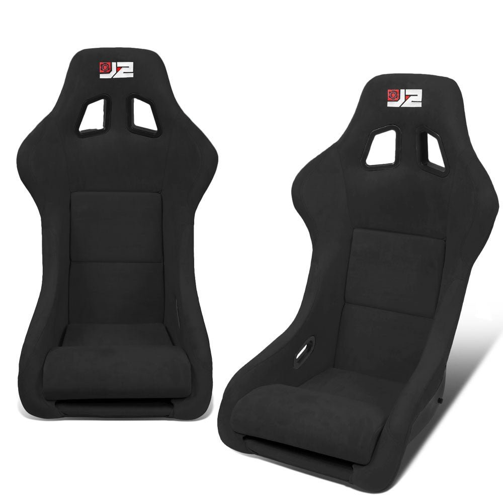 J2 Engineering J2-RS-005-BK (Medium) Fixed Position Bucket Racing Seat w/Slider (Black)