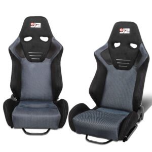 J2 Engineering J2-RS-006-BL Reclineable Racing Seat w/Slider (Black/Red)