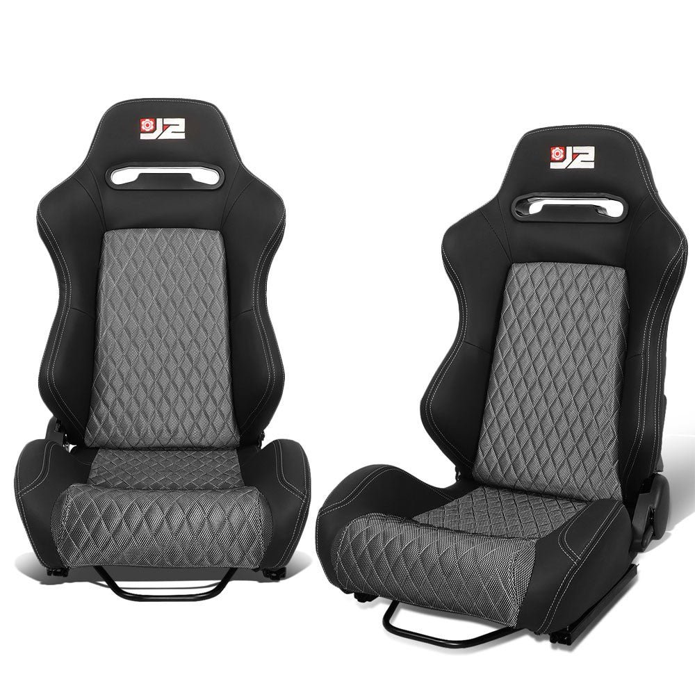 J2 Engineering J2-RS-006-GY Reclineable Racing Seat w/Slider (Black/Grey)