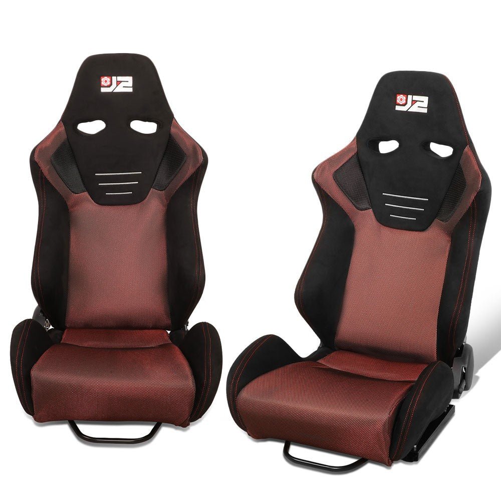 J2 Engineering J2-RS-006-RD Reclineable Racing Seat w/Slider (Black/Blue)