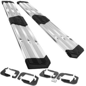 (J2 Wide Pleated Metal) Running Board Nerf Bar For 07-18 Silverado Sierra 1500/07-19 2500 3500 HD [Crew Cab]