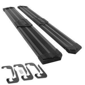 (J2 Wide Pleated Black) Running Board Nerf Bar For 07-18 Silverado Sierra 1500/07-19 2500 3500 HD [Extended Cab]