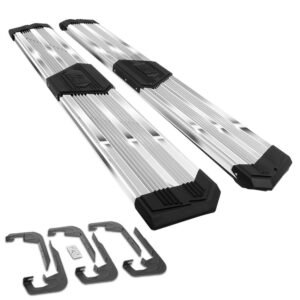 (J2 Wide Pleated Metal) Running Board Nerf Bar For 07-18 Silverado Sierra 1500/07-19 2500 3500 HD [Extended Cab]