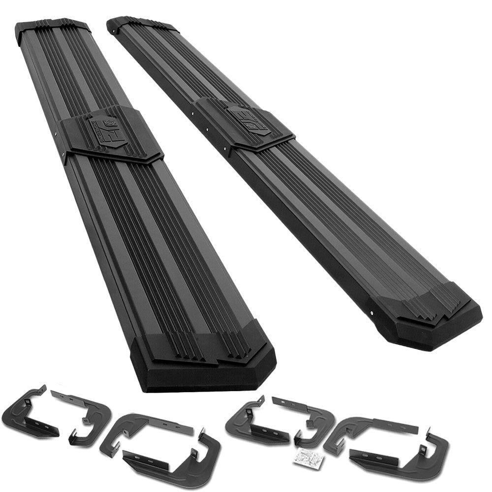 (J2 Wide Pleated Black) Running Board Nerf Bar For 19+ Chevrolet Silverado / GMC Sierra 1500 2500 3500 HD (T1XX) [Crew