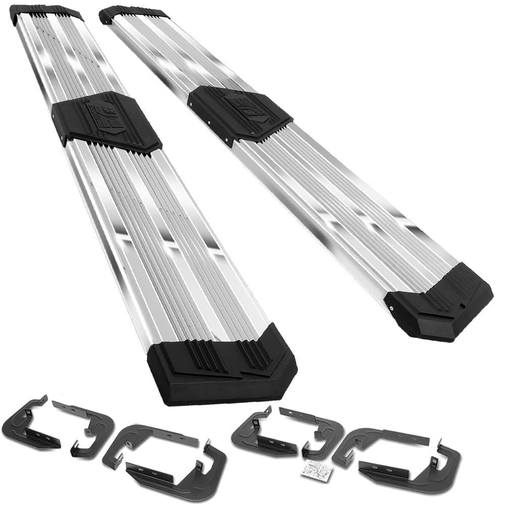 (J2 Wide Pleated Metal) Running Board Nerf Bar For 19+ Chevrolet Silverado / GMC Sierra 1500 2500 3500 HD (T1XX) [Crew