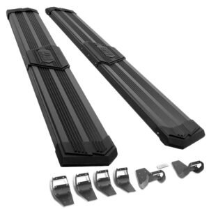 (J2 Wide Pleated Black) Running Board Nerf Bar For Ford 15+ F-150 / 17+ F-250 F-350 Super Duty [Crew Cab]