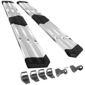 (J2 Wide Pleated Metal) Running Board Nerf Bar For Ford 15+ F-150 / 17+ F-250 F-350 Super Duty [Crew Cab]