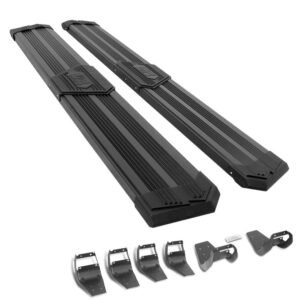 (J2 Wide Pleated Black) Running Board Nerf Bar For 15+ Ford F-150/17+ F-250 F-350 Super Duty [Extended Cab]