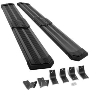 (J2 Wide Pleated Black) Running Board Nerf Bar For 09-18 Ram 1500 2500 3500/19+ Ram 1500 Classic [Crew Cab]