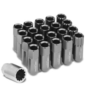 Gun Metal Aluminum M12x1.25 Conical Open End Acorn Tuner 16x Lug Nuts+4 Lock Nuts