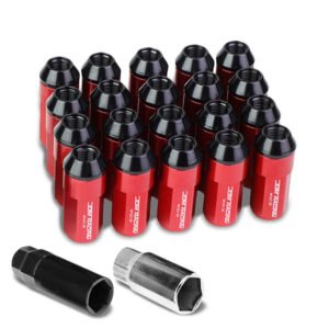 Red M12x1.25 23MM OD Open/Close Dual Thread Acorn Tuner 20x Conical Lug Nuts