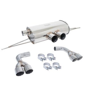 Megan Supremo Series Axleback Exhaust System Silver Polish Quad Rolled Tips For BMW 15-18 X5/15-19 X6 M Sport (F85/F86)