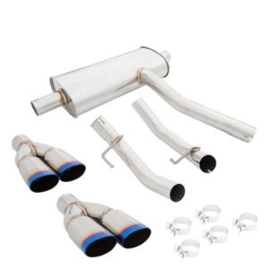 Megan Racing Bolt-On ABE Exhaust System Quad Burnt Oval Roll Tips For 14-18 MERCEDES-BENZ CLA250 FWD (C117)