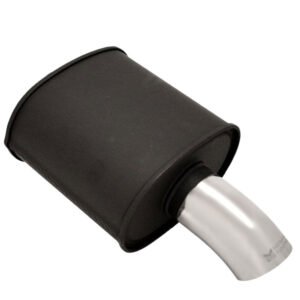 Megan M-FG Series 2.5″ Inlet Exhaust Muffler [Matte Black Canister / Chrome Tip]