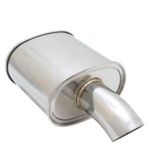 Megan M-FG Series 2.5″ Inlet Exhaust Muffler [Silver Chrome Canister / Tip]
