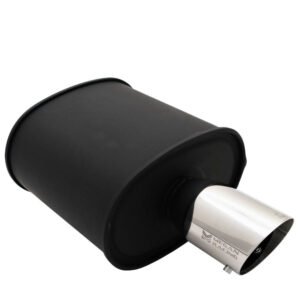 Megan M-OE Series 2.5″ Inlet Exhaust Muffler [Matte Black Canister / Chrome Tip]