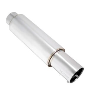 Megan S-N1 Series 3″ Inlet Exhaust Muffler [Silver Chrome Canister / Tip]