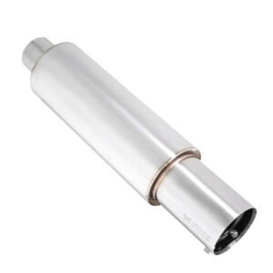 Megan S-N1 Series 2.5″ Inlet Exhaust Muffler [Silver Chrome Canister / Tip]