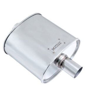 Megan 2.5″ Inlet Exhaust Muffler without Tip [Silver Chrome]