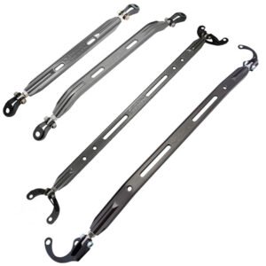Megan Racing Gunmetal [Front Upper/Lower & Rear Upper/Lower] Strut Tower Brace Bar For 96-00 Honda Civic 6th Gen