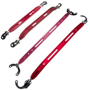 Megan Racing Red [Front Upper/Lower & Rear Upper/Lower] Strut Tower Brace Bar For 96-00 Honda Civic 6th Gen