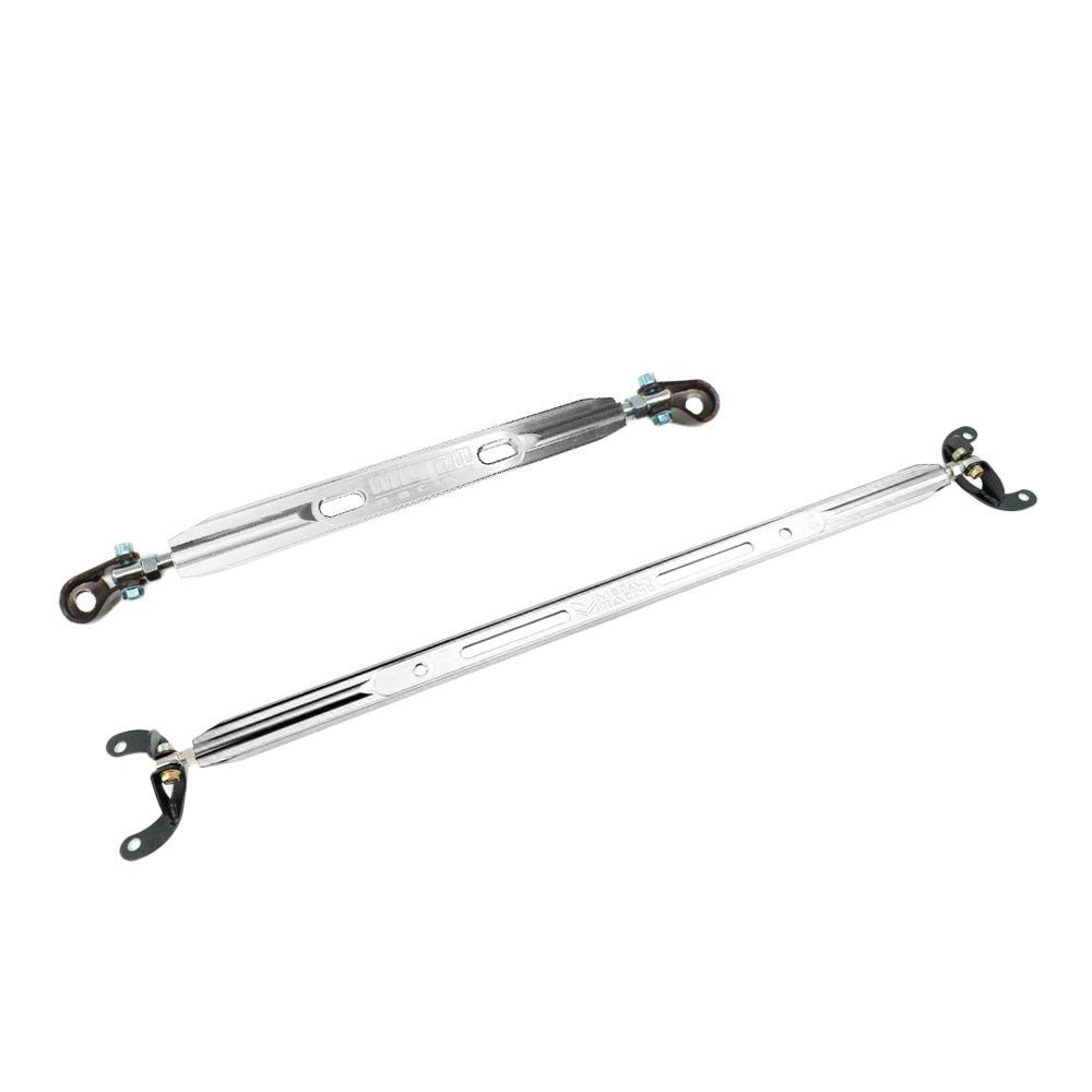 Megan Polish (2PC) Rear Upper+Rear Lower Strut Tower Brace Bar For 95-99 Eclipse