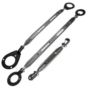 Megan Gunmetal Front Upper + Rear Lower + Rear Upper Strut Bar Tower Tie Brace For 89-94 Nissan 240SX S13