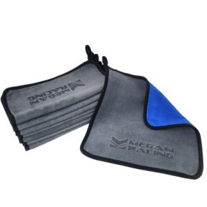 Megan Racing (Grey/Blue) Automotive Ultra Plush Microfiber Towel [11.8″ x 11.8″] (8PCs)