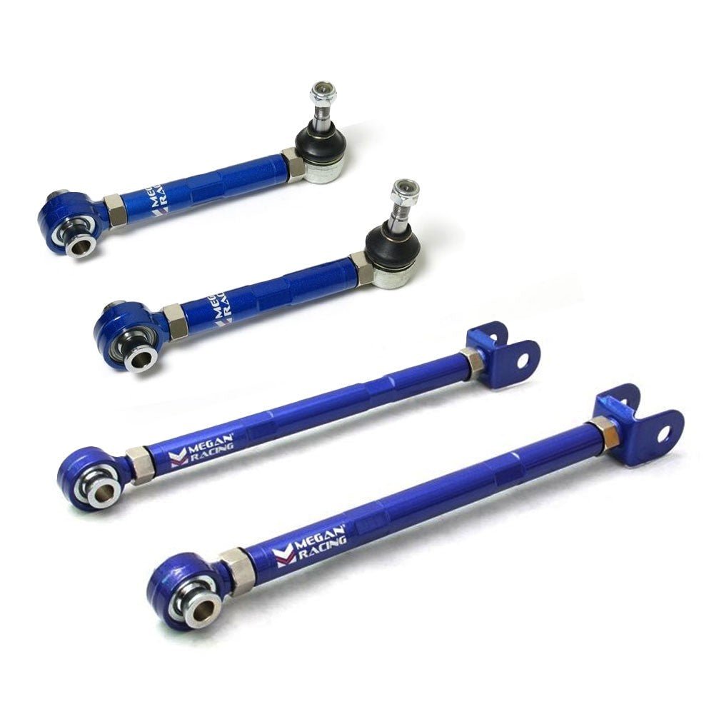 Megan Racing Blue Adjustable Rear Traction Rod & Toe Arm For 93-98 Toyota Supra