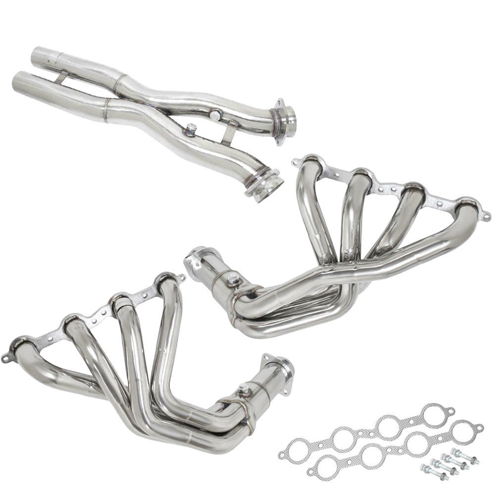 Manzo Long Tube Exhaust Manifold + X-Pipe For 05-13 Chevy Corvette 6.0L 6.2L C6