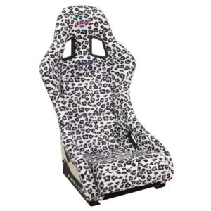 NRG FRP-303-WT-SAVAGE PRISMA Fixed Position Bucket Racing Seat w/Bottom Mount (White Savage Cheetah Print)