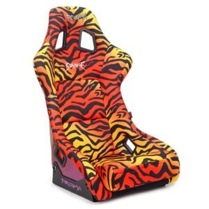 NRG FRP-303TIGRE-SAVAGE PRISMA Fixed Position Bucket Racing Seat w/Bottom Mount (Tiger Yellow & Orange Print)