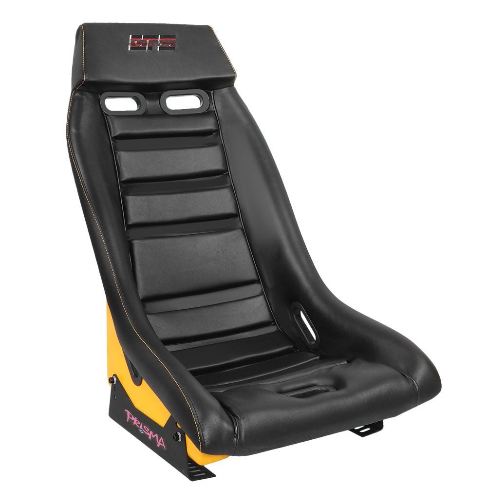 NRG PRI-100BK-ARCADE (GT Retro Series PRISMA) Fixed Position Bucket Racing Seat w/Bottom Mount (Black/Yellow)