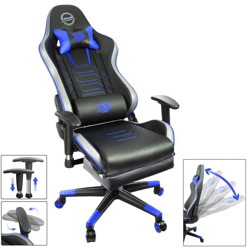NRG RSC-G100BL Racing Seat Style Reclinable Back/Leg Resting Office Gaming Chair