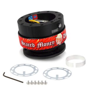 NRG SRK-200BK-LITT [Black Body / Ryan Signature Logo “Scared Money Don’t Make Money”] GEN 2.0 Steering Wheel Quick Release Adapter 2Way 6Hole Pattern