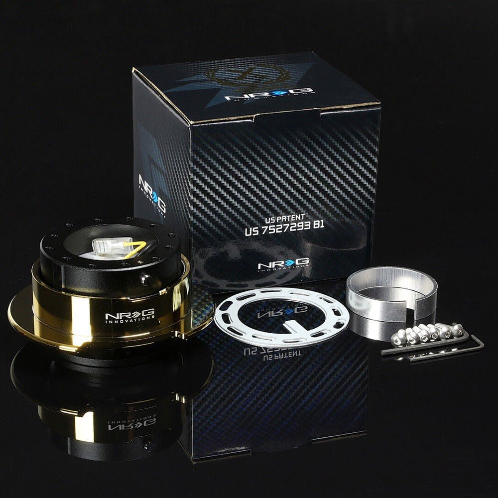 NRG SRK-250BK-CG Black Body / Gold Ring Gen 2.5 6-Holes Pattern Steering Wheel Quick Release Adapter