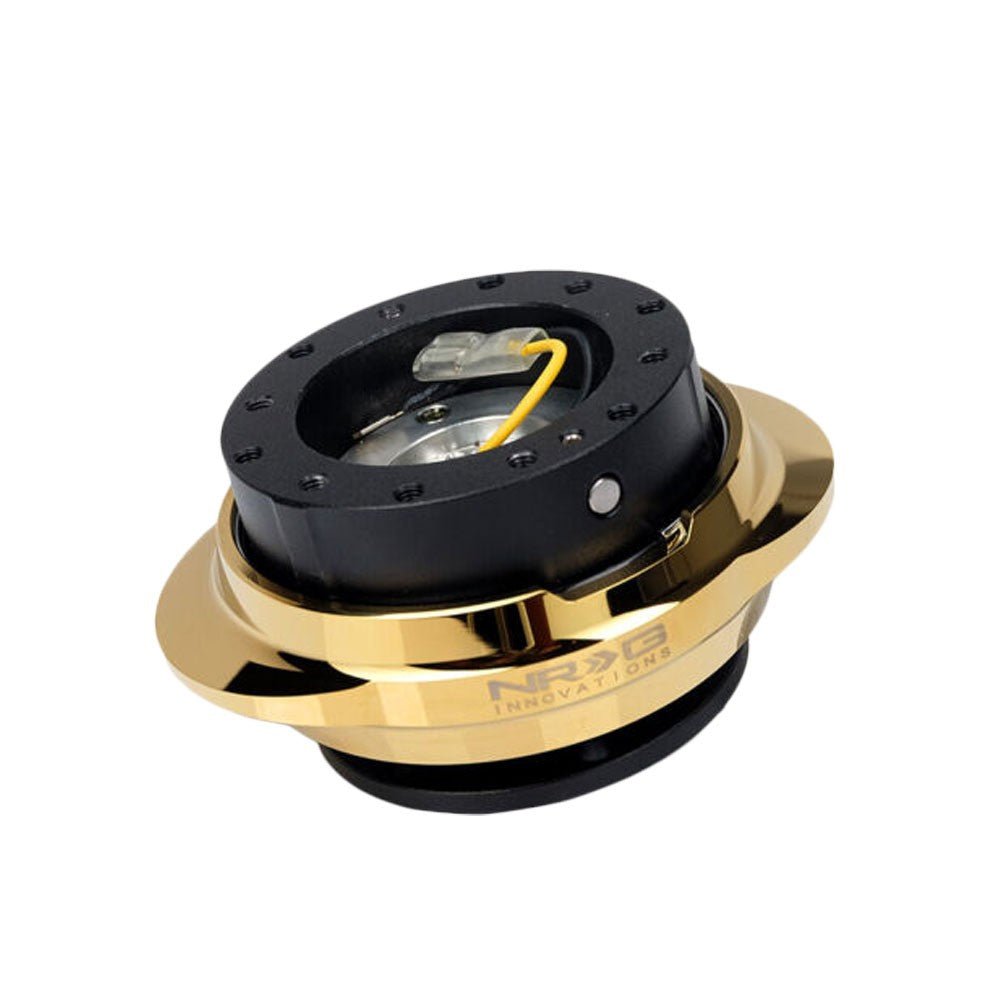 NRG SRK-280BK-CG Black Body / Gold Ring Gen 2.8 6-Holes Pattern Steering Wheel Quick Release Adapter