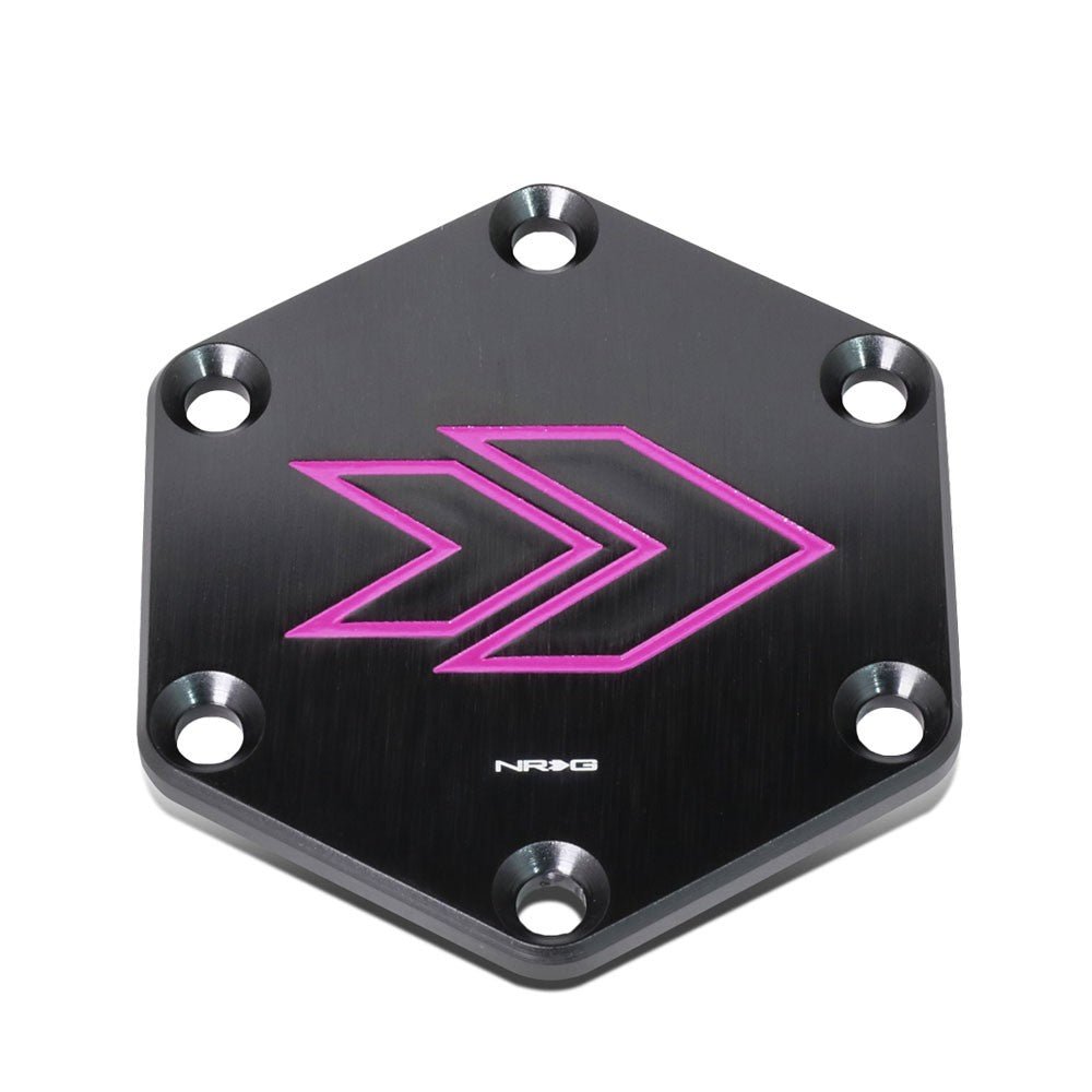 NRG STR-620PP Purple Aluminum 6 X 70mm PCD (Hexagonal Shape/NRG Arrow Engraved) Steering Wheel Horn Plate Cover