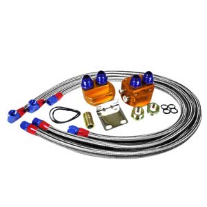 Oil Filter Relocation Kit+Fitting+3x Braided Hose for Turbo/Transmission/Engine