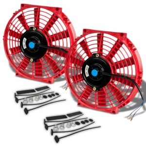 Universal 10″ SLIM Red PULL/PUSH Electric Radiator Engine Bay Cooling Fan