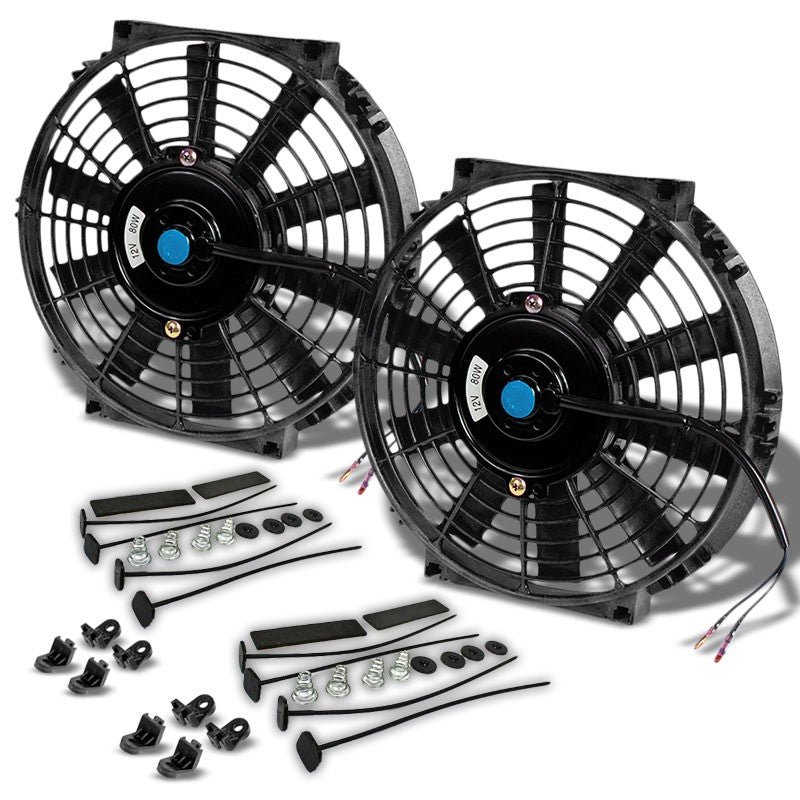 Universal 10″ SLIM Black PULL/PUSH Electric Radiator Engine Bay Cooling Fan
