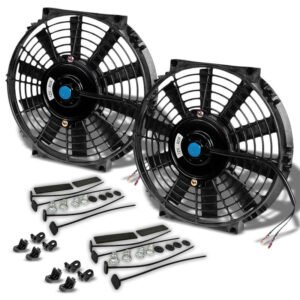 Universal 10″ SLIM Black PULL/PUSH Electric Radiator Engine Bay Cooling Fan